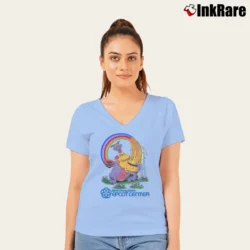 Women’s Rare Vintage 80s Walt Disney World Epcot Center Figment V-Neck Tee in light blue | Chic Neckline, Soft Texture