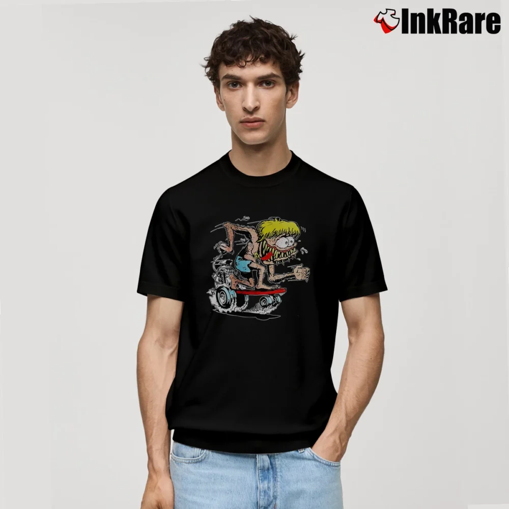 Men’s Ratfink Sidewalk Surfer Graphic Skateboard Classic T-Shirt in black | Soft, Breathable Everyday Wear