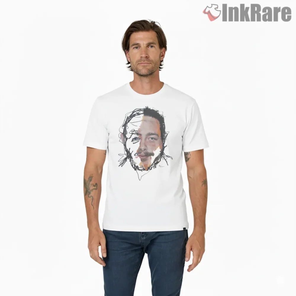 Rather Be Dead Than Cool Post Malone Painting Shirt on white short sleeve shirt for men graphic tee