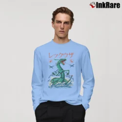 Men’s Rayquaza Mega Dragon Flying Kaiju Funny Long-Sleeve Shirt in light blue | Sleek, Lightweight, Year-Round Wear
