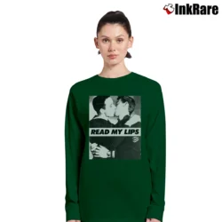 Women’s Read My Lips Gay Kiss Pride Long-Sleeve Top in forest green | Sleek, Versatile, All-Season