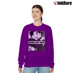 Women’s Read My Lips Gay Kiss Pride Relaxed Sweatshirt in purple | Soft, Laid-Back Vibe