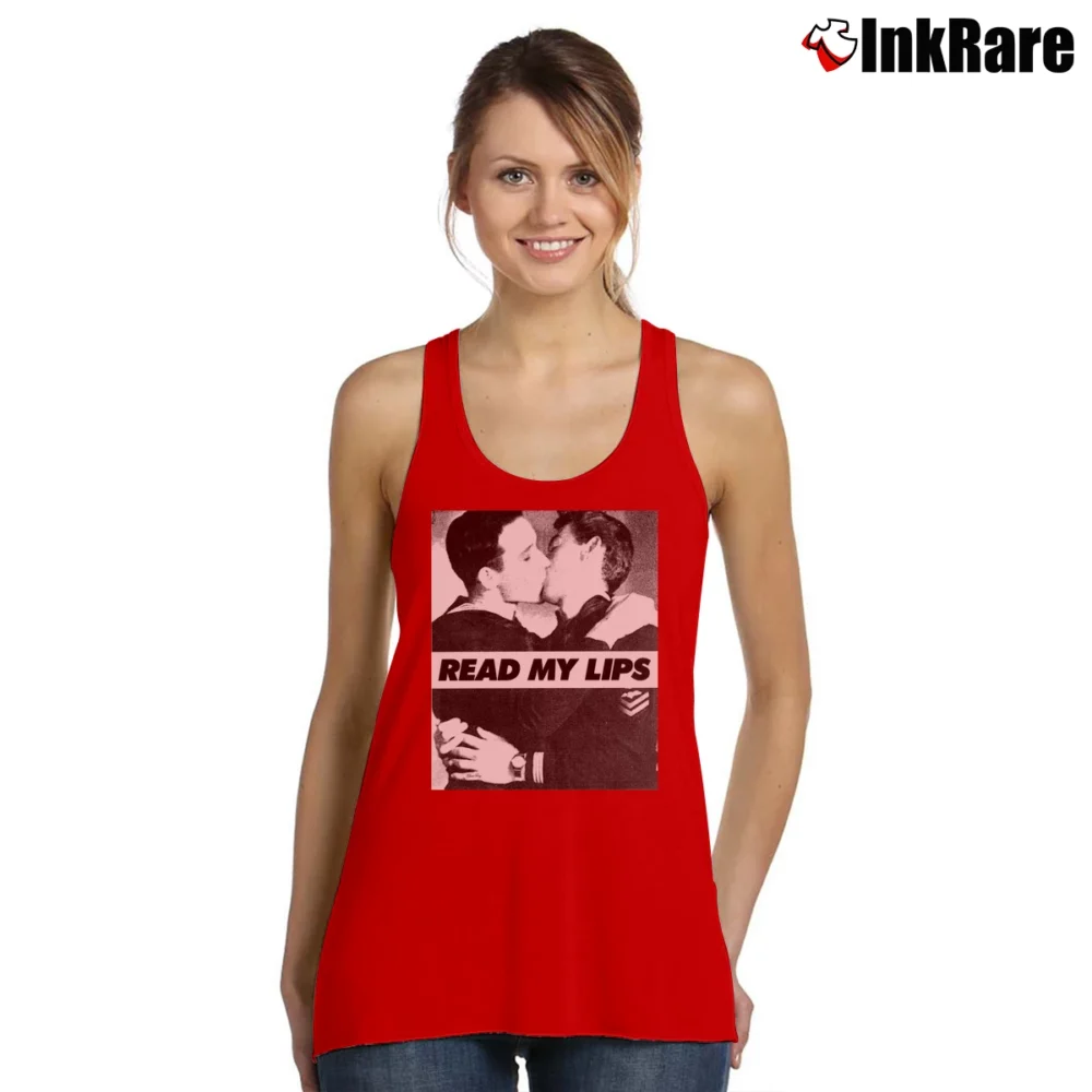 Women’s Read My Lips Gay Kiss Pride Tank Top in red | Lightweight, Movement-Friendly