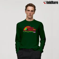 Men’s Reading Rainbow 8 - bit Flying Book Long-Sleeve Shirt in forest green | Sleek, Lightweight, Year-Round Wear