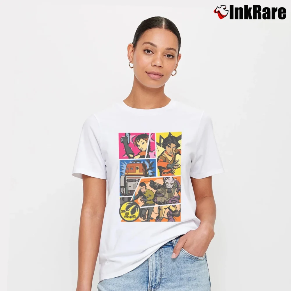 Women’s Rebels Comic Strip Graphic Signature T-Shirt in white | Soft, Flattering Fit
