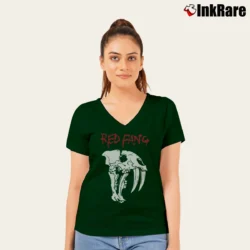 Women’s Red Fang Hardcore Band V-Neck Tee in forest green | Chic Neckline, Soft Texture