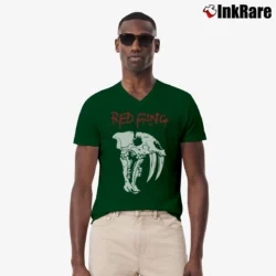 Men’s Red Fang Hardcore Band V-Neck Tee in forest green | Sharp, Breathable, Everyday Staple