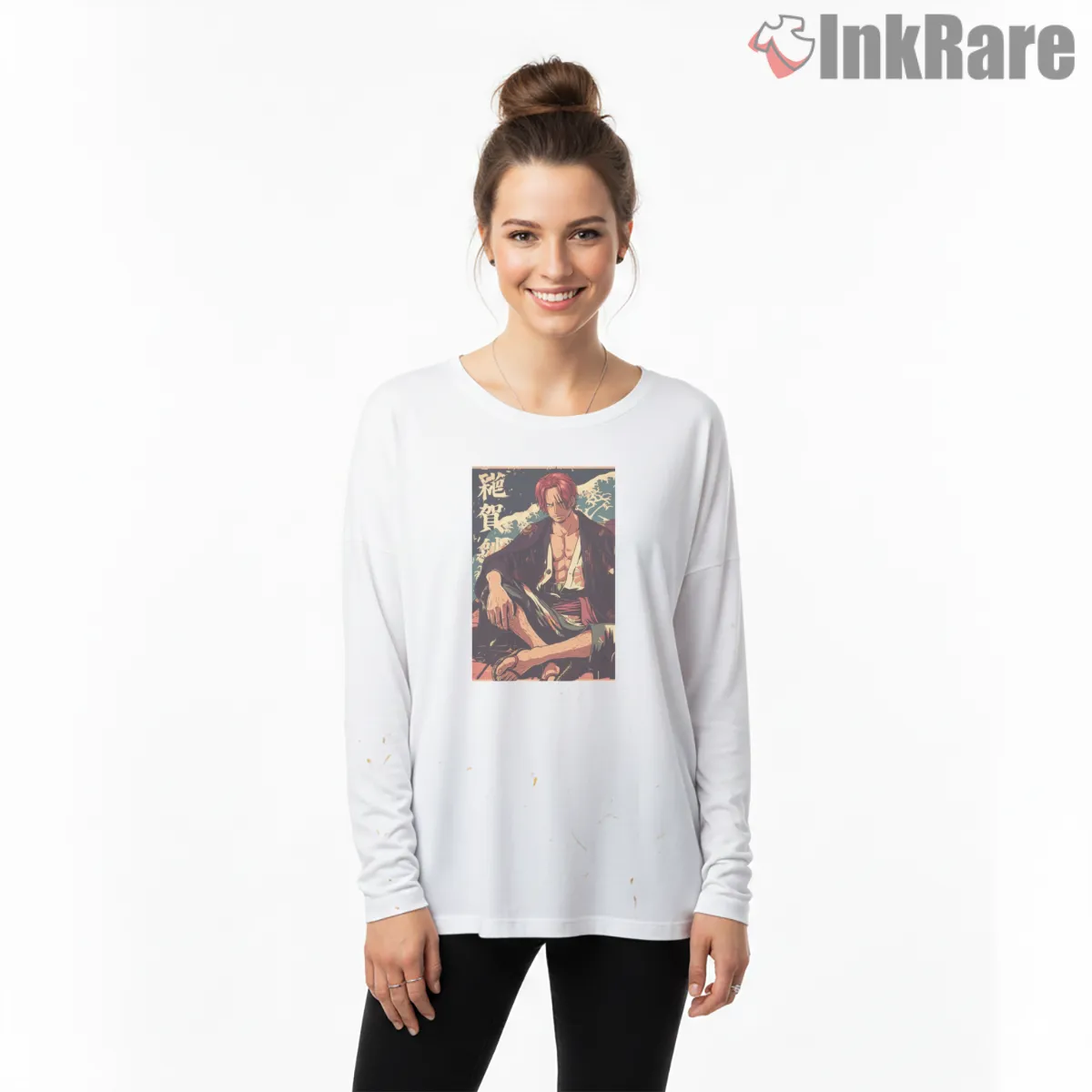 Red Haired Shanks Vintage Samurai Portrait Anime Long Sleeve White Red Haired Shanks Vintage Samurai Portrait Anime Shirt on white long sleeve shirt for women graphic tee