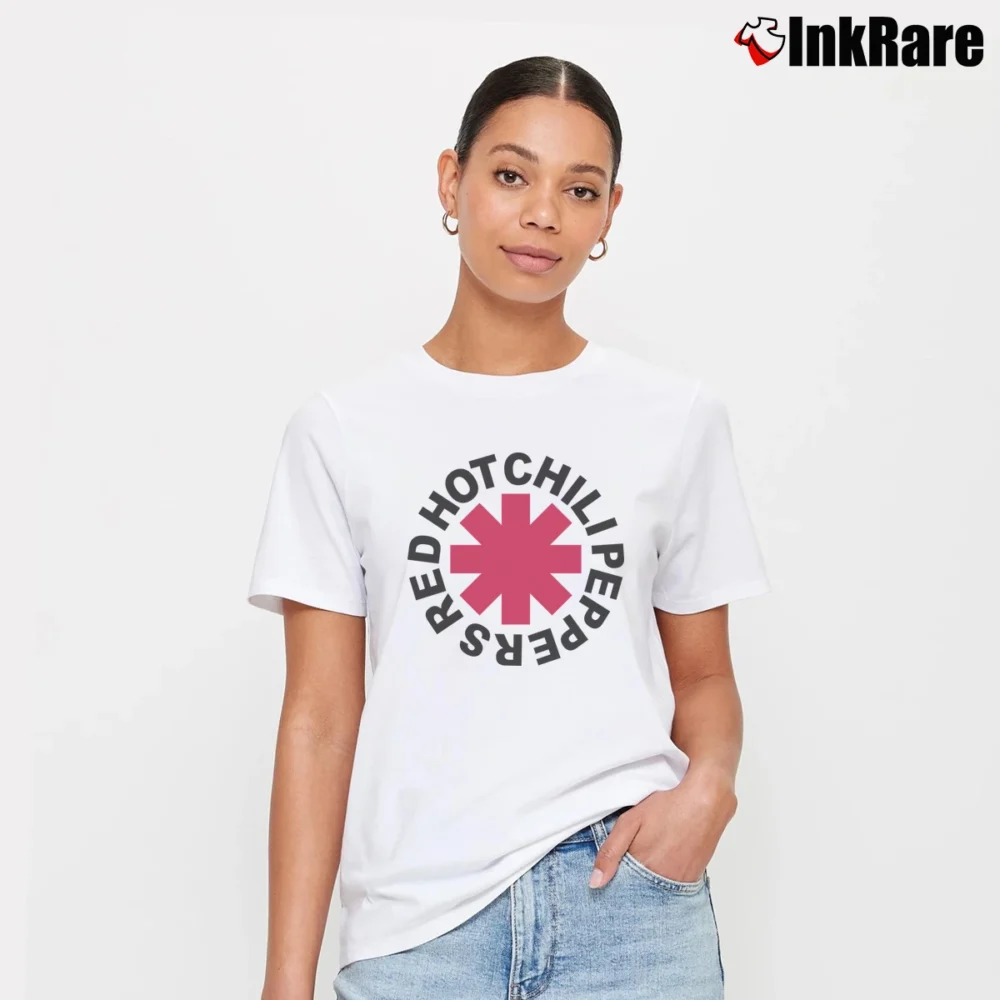 Women’s Red Hot Chili Peppers Asterisk Signature T-Shirt in white | Soft, Flattering Fit