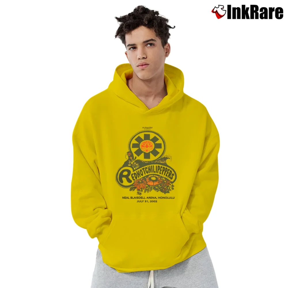 Men’s Red Hot Chili Peppers Band Logo Pullover Hoodie in yellow | Cozy, Durable, Modern Fit