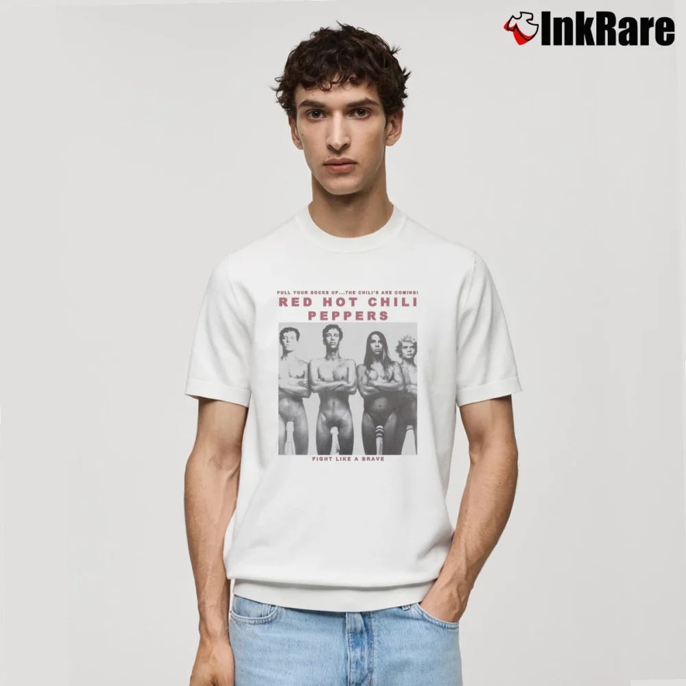 Men’s Red Hot Chili Peppers Fight Like A Brave Classic T-Shirt in white | Soft, Breathable Everyday Wear