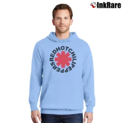 Men’s Red Hot Chili Peppers Logo Pullover Hoodie in light blue | Cozy, Durable, Modern Fit