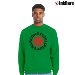 Men’s Red Hot Chili Peppers Logo Crewneck Sweatshirt in irish green | Cozy Fabric, Clean Style