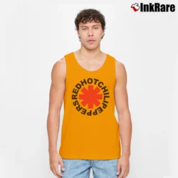 Men’s Red Hot Chili Peppers Logo Tank Top in orange | Breathable, Active-Friendly Design