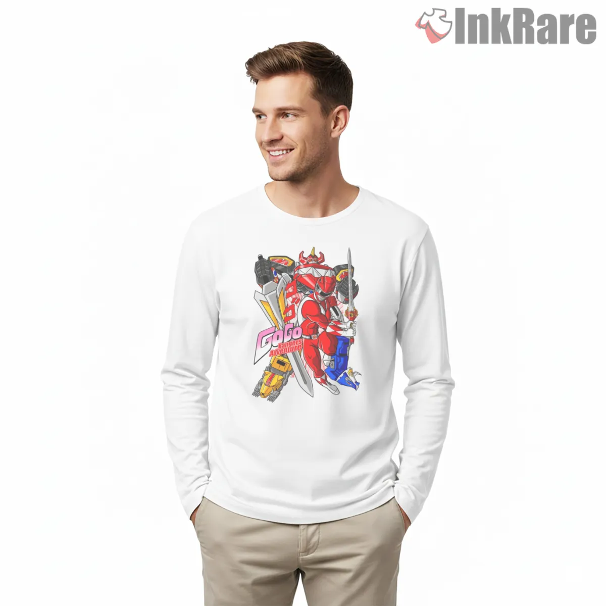 Red Ranger Adventure Hero Poster Shirt on white long sleeve shirt for men graphic tee
