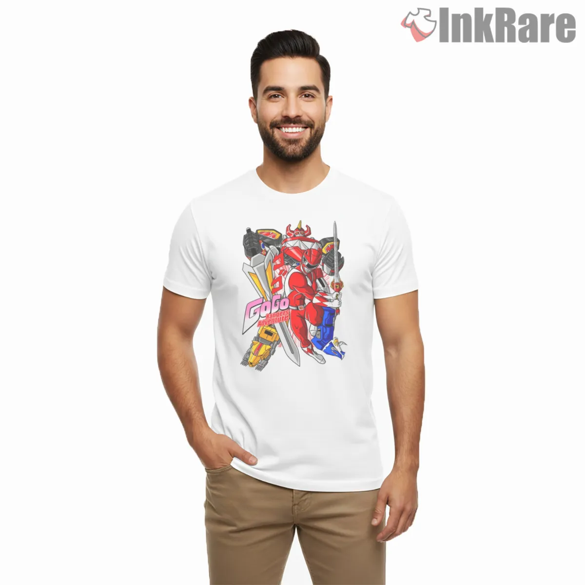 Red Ranger Adventure Hero Poster Short Sleeve White Red Ranger Adventure Hero Poster Shirt on white short sleeve shirt for men graphic tee