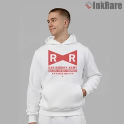 Red Ribbon Army Classic Emblem Shirt on white hoodie for men graphic tee