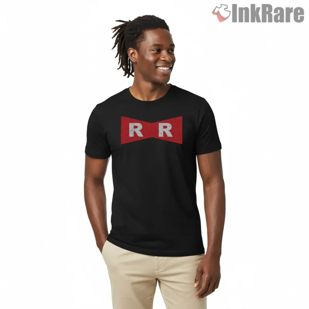 Red Ribbon Army Vintage Symbol Minimal Shirt on black short sleeve shirt for men graphic tee