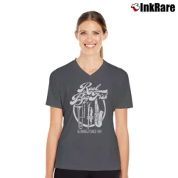 Women’s Reel Big Fish Band V-Neck Tee in charcoal | Chic Neckline, Soft Texture