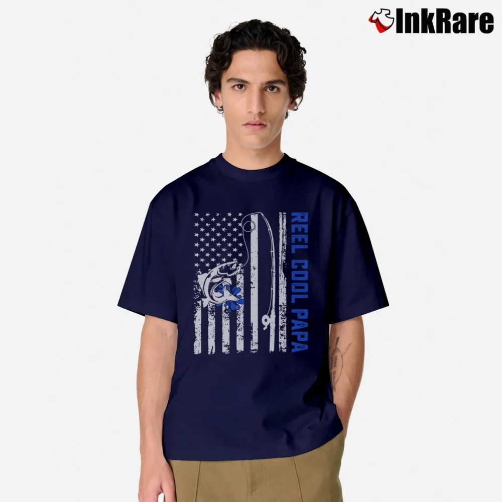 Men’s Reel Cool Papa Fishing Father's Day Gift Classic T-Shirt in navy | Soft, Breathable Everyday Wear