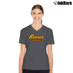 Women’s Reese's Peanut Butter Cups V-Neck Tee in charcoal | Chic Neckline, Soft Texture