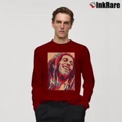 Men’s reggae bob marley hope style jamaican legend Long-Sleeve Shirt in maroon | Sleek, Lightweight, Year-Round Wear