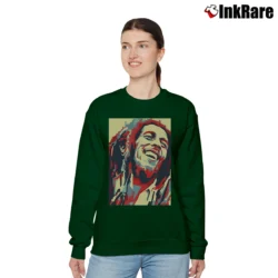Women’s reggae bob marley hope style jamaican legend Relaxed Sweatshirt in forest green | Soft, Laid-Back Vibe