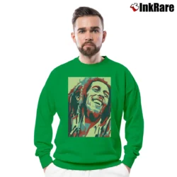 Men’s reggae bob marley hope style jamaican legend Crewneck Sweatshirt in irish green | Cozy Fabric, Clean Style