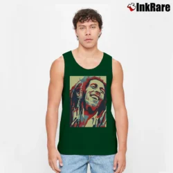 Men’s reggae bob marley hope style jamaican legend Tank Top in forest green | Breathable, Active-Friendly Design