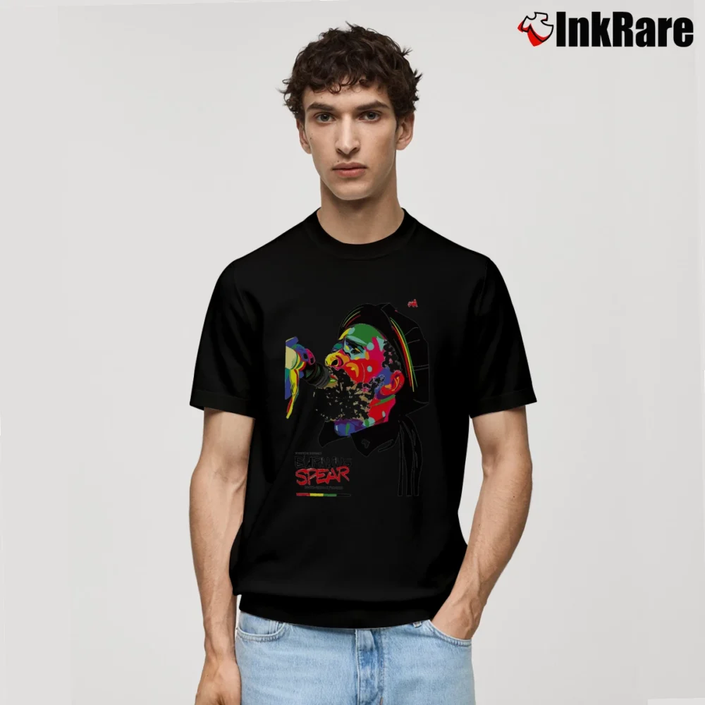 Men’s Reggae Burning Spear Music Band Bob Marley Jah Rasta Graphic Print Classic T-Shirt in black | Soft, Breathable Everyday Wear