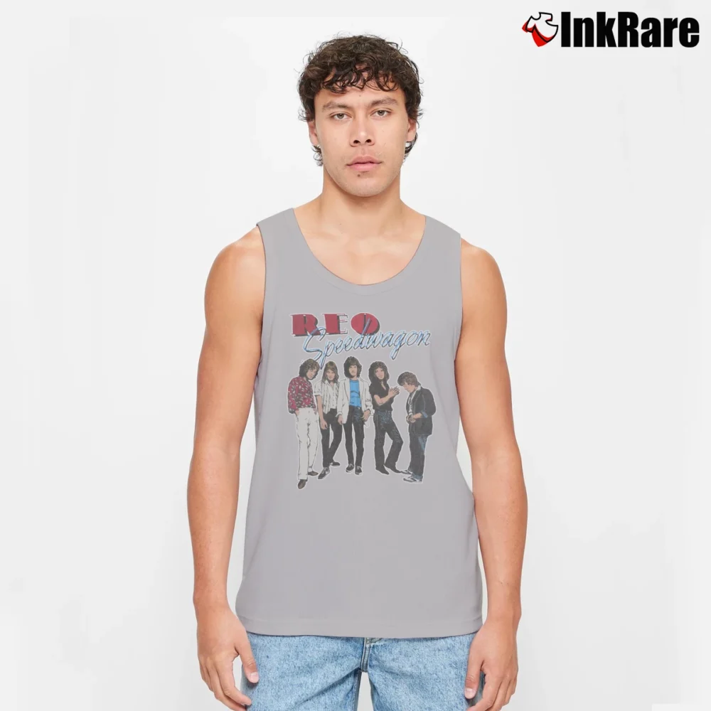 Men’s Reo Speedwagon 1981 Tour Band Tank Top in sport grey | Breathable, Active-Friendly Design
