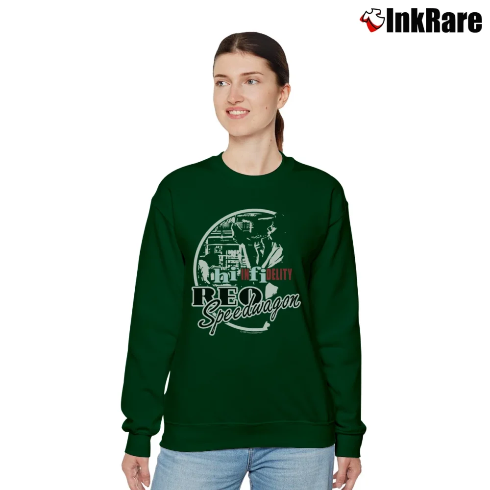 Women’s Reo Speedwagon Classic Band Tour Relaxed Sweatshirt in forest green | Soft, Laid-Back Vibe
