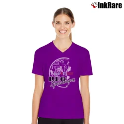 Women’s Reo Speedwagon Classic Band Tour V-Neck Tee in purple | Chic Neckline, Soft Texture