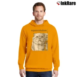 Men’s Rep Tour Cat Parody for Swiftie Fans Pullover Hoodie in orange | Cozy, Durable, Modern Fit