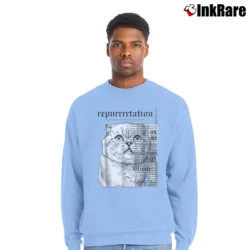Men’s Rep Tour Cat Parody for Swiftie Fans Crewneck Sweatshirt in light blue | Cozy Fabric, Clean Style