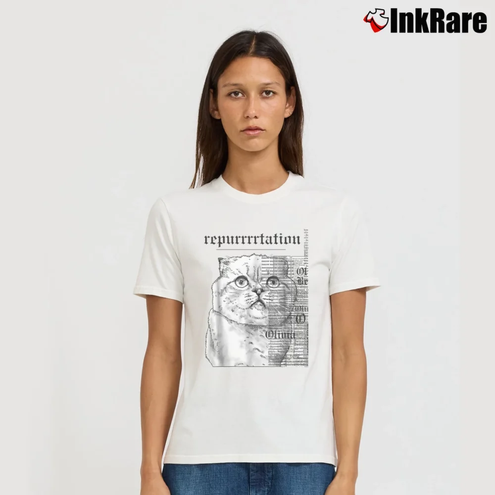 Women’s Rep Tour Cat Parody for Swiftie Fans Signature T-Shirt in white | Soft, Flattering Fit