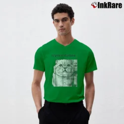 Men’s Rep Tour Cat Parody for Swiftie Fans V-Neck Tee in irish green | Sharp, Breathable, Everyday Staple
