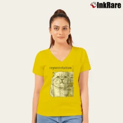 Women’s Rep Tour Cat Parody for Swiftie Fans V-Neck Tee in yellow | Chic Neckline, Soft Texture