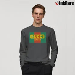 Men’s Replica Gucci Dapper Dan Graphic Long-Sleeve Shirt in charcoal | Sleek, Lightweight, Year-Round Wear