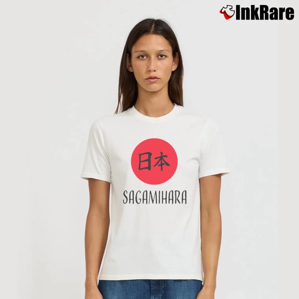 Women’s Replica Sagamihara Japan Japanese Rising Sun Signature T-Shirt in white | Soft, Flattering Fit
