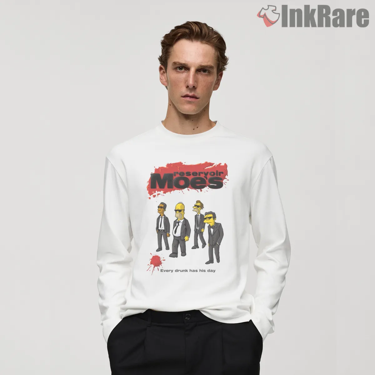 Reservoir Dogs Moe Tavern Movie Crossover Shirt on white long sleeve shirt for men graphic tee