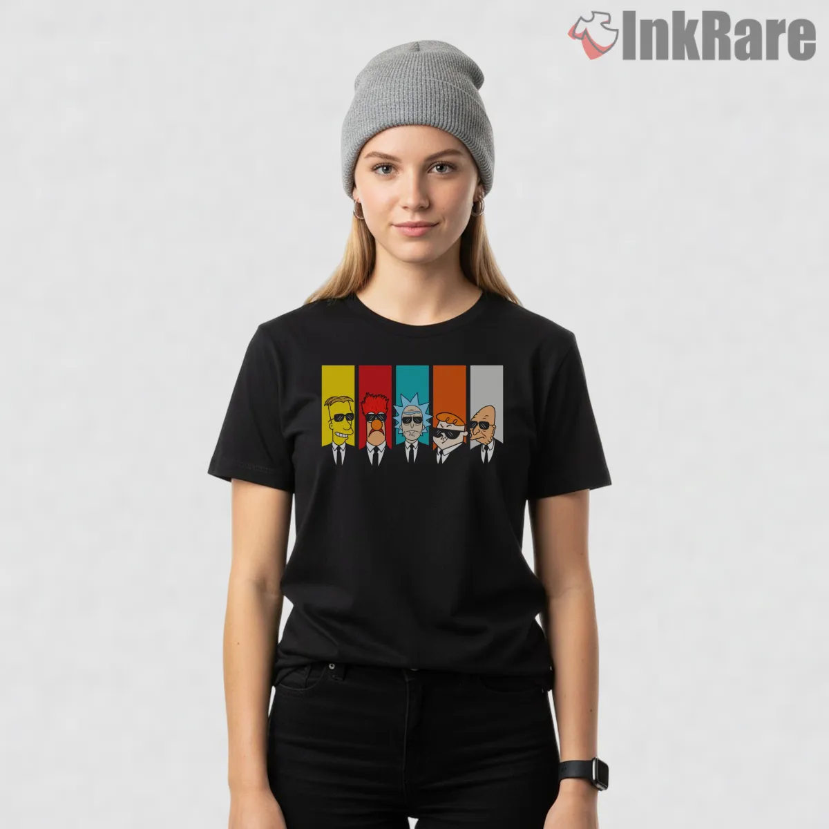 Reservoir Scientists Cartoon Genius Mashup Parody Short Sleeve Black Reservoir Scientists Cartoon Genius Mashup Parody Shirt on black short sleeve shirt for women graphic tee