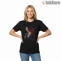 Resident Evil 3 Jill Valentine Modern Portrait Shirt on black short sleeve shirt for women graphic tee