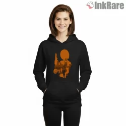 Resident Evil 3 Jill Valentine Silhouette Action Shirt on black hoodie for women graphic tee