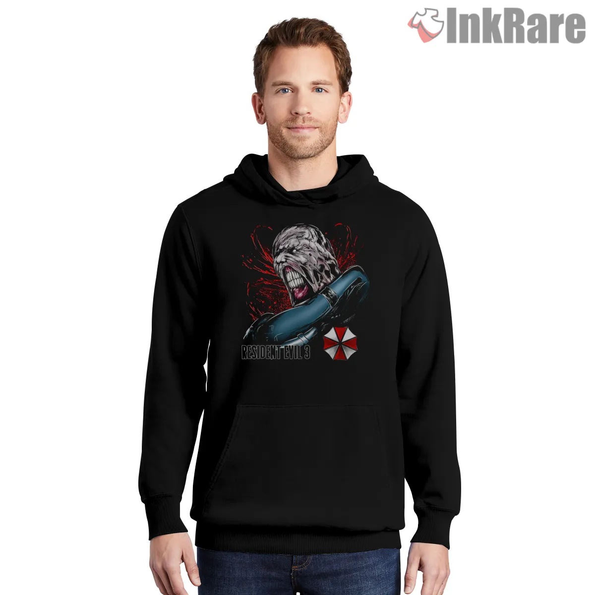 Resident Evil 3 Nemesis Mutation Rage Shirt on black hoodie for men graphic tee