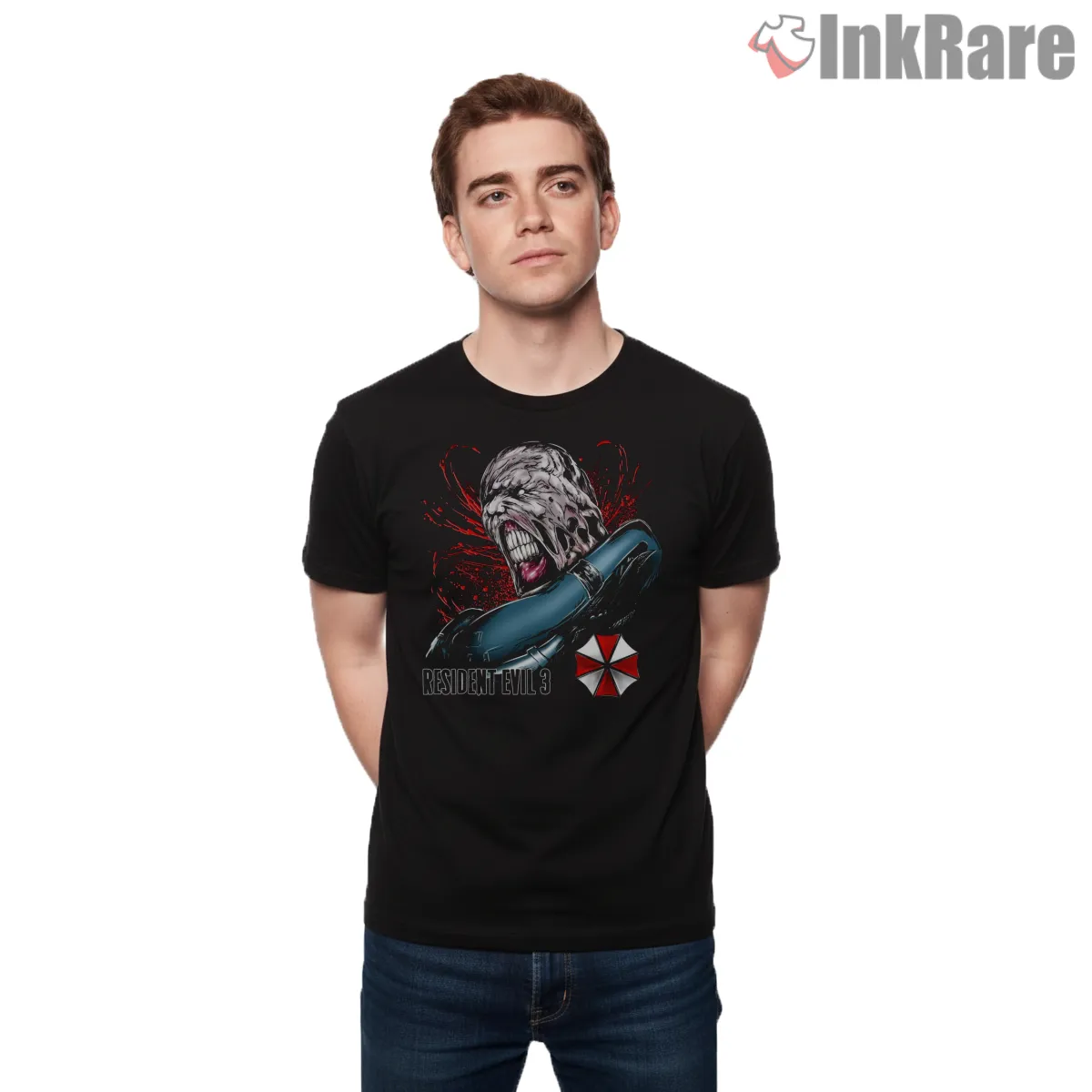 Resident Evil 3 Nemesis Mutation Rage Short Sleeve Black Resident Evil 3 Nemesis Mutation Rage Shirt on black short sleeve shirt for men graphic tee