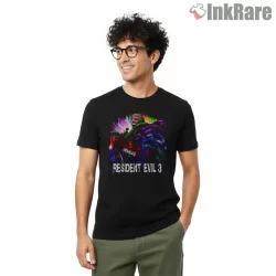 Resident Evil 3 Nemesis Remake Chaos Portrait Shirt on black short sleeve shirt for men graphic tee