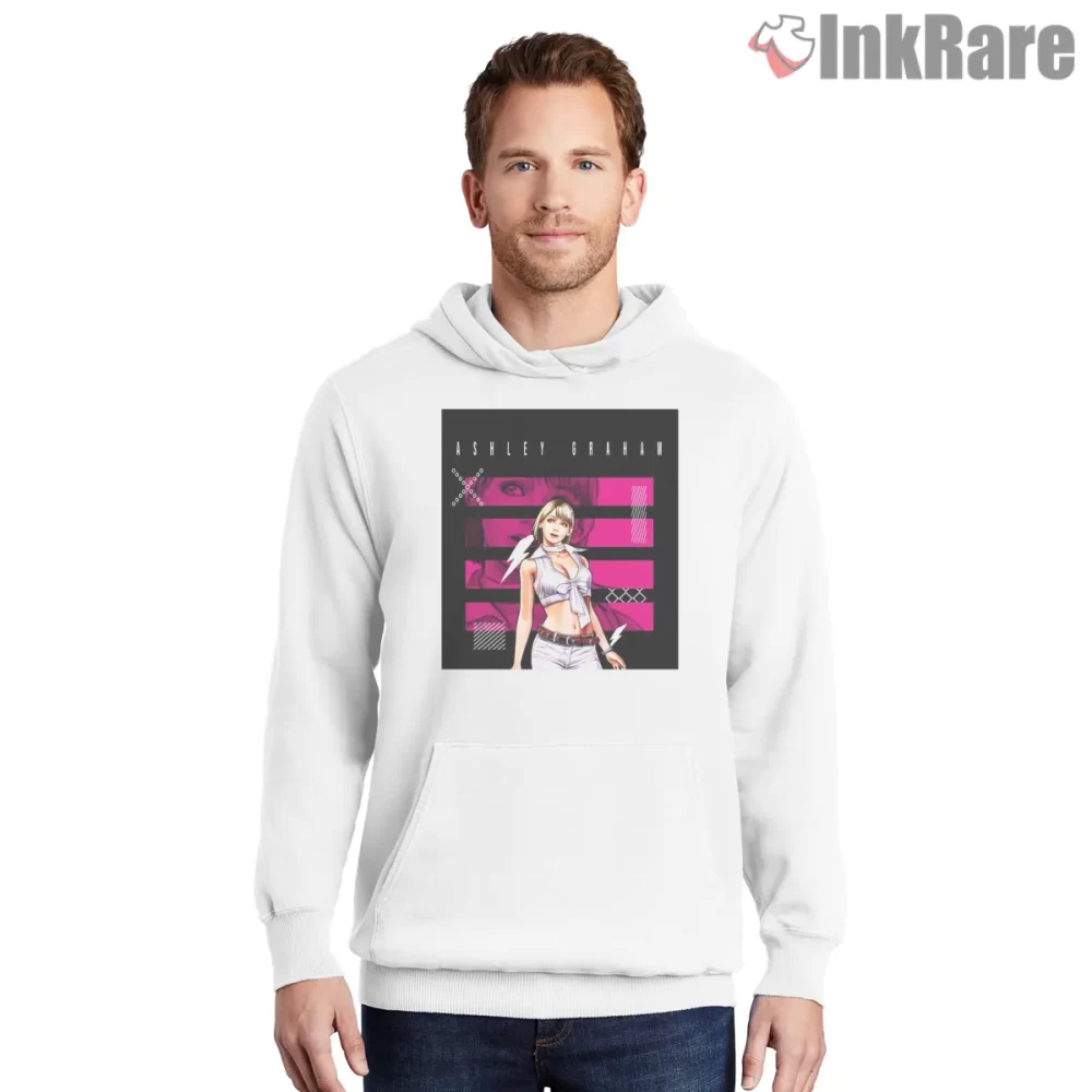 Resident Evil 4 Ashley Graham Retro Pop Shirt on white hoodie for men graphic tee