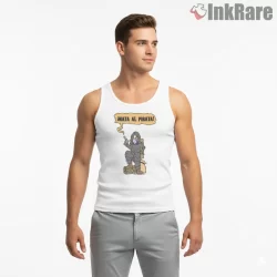 Resident Evil 4 Merchant Mini Game Humor Shirt on white tank top for men graphic tee