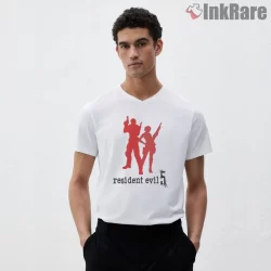 Resident Evil 5 Chris Redfield And Sheva Partners Shirt on white v-neck shirt for men graphic tee